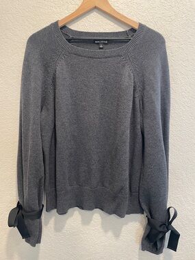 J.Crew Mercantile Gray Sweater Size L Merino Wool Blend Bow Sleeve Cozy Knit